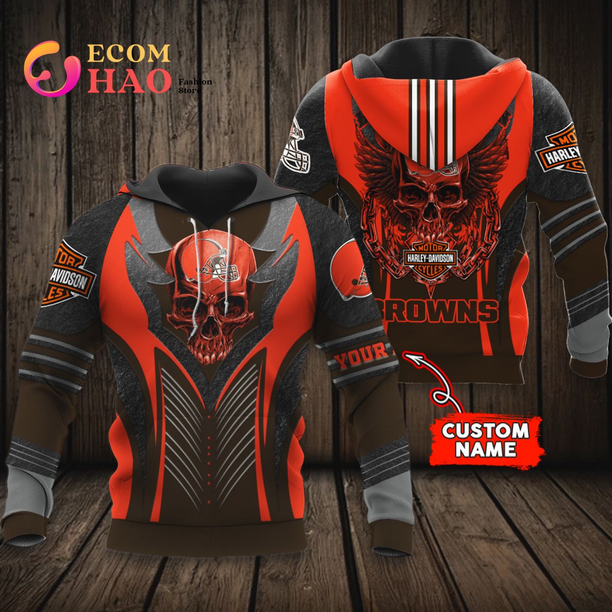 NFL Cleveland Browns Harley Davidson 3D Hoodie Luxury Items