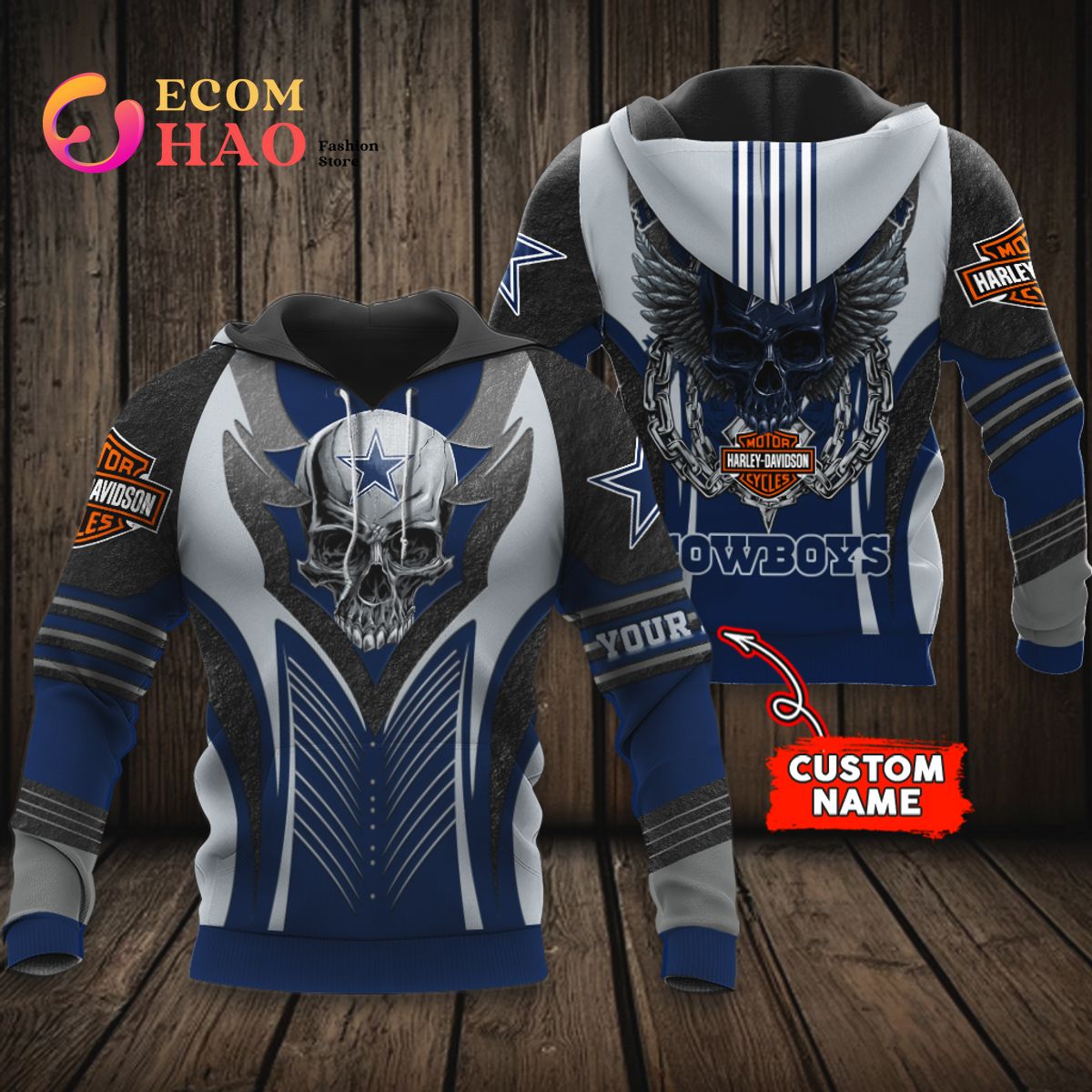 NFL Dallas Cowboys Harley Davidson 3D Hoodie Luxury Items