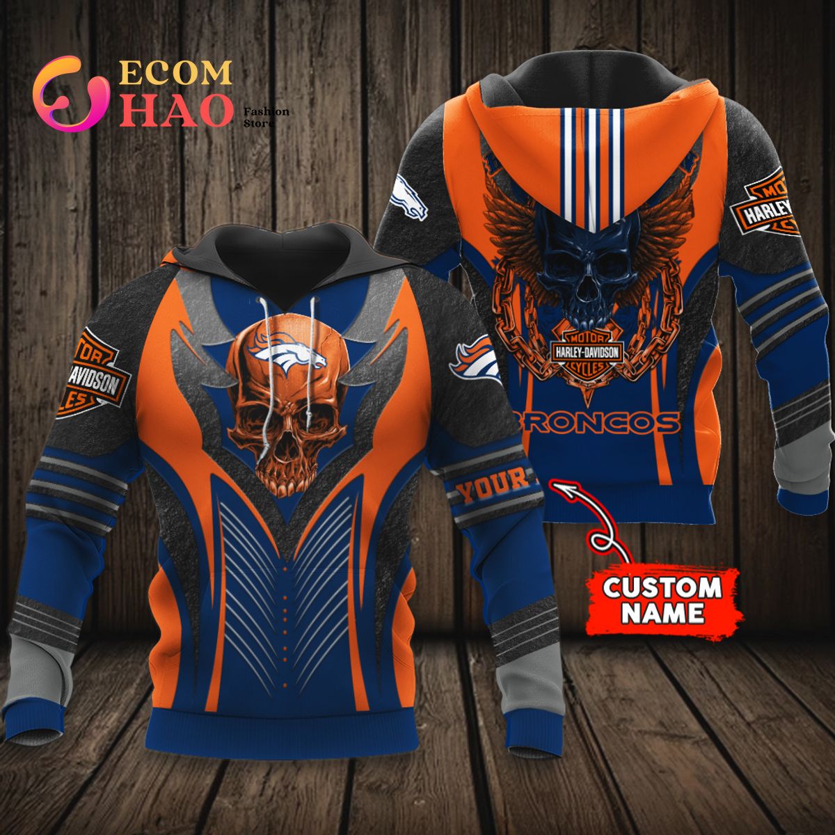 NFL Denver Broncos Harley Davidson 3D Hoodie Luxury Items