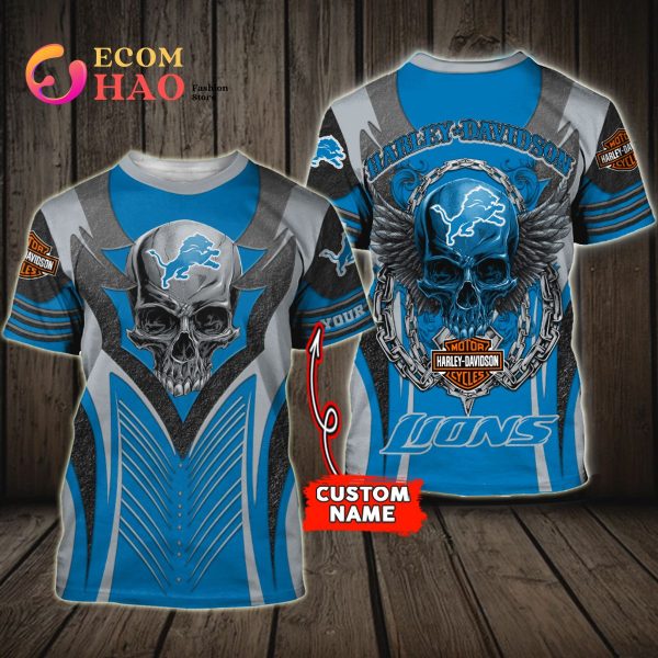 Detroit Lions Harley Davidson Skull Shirt - High-Quality Printed Brand