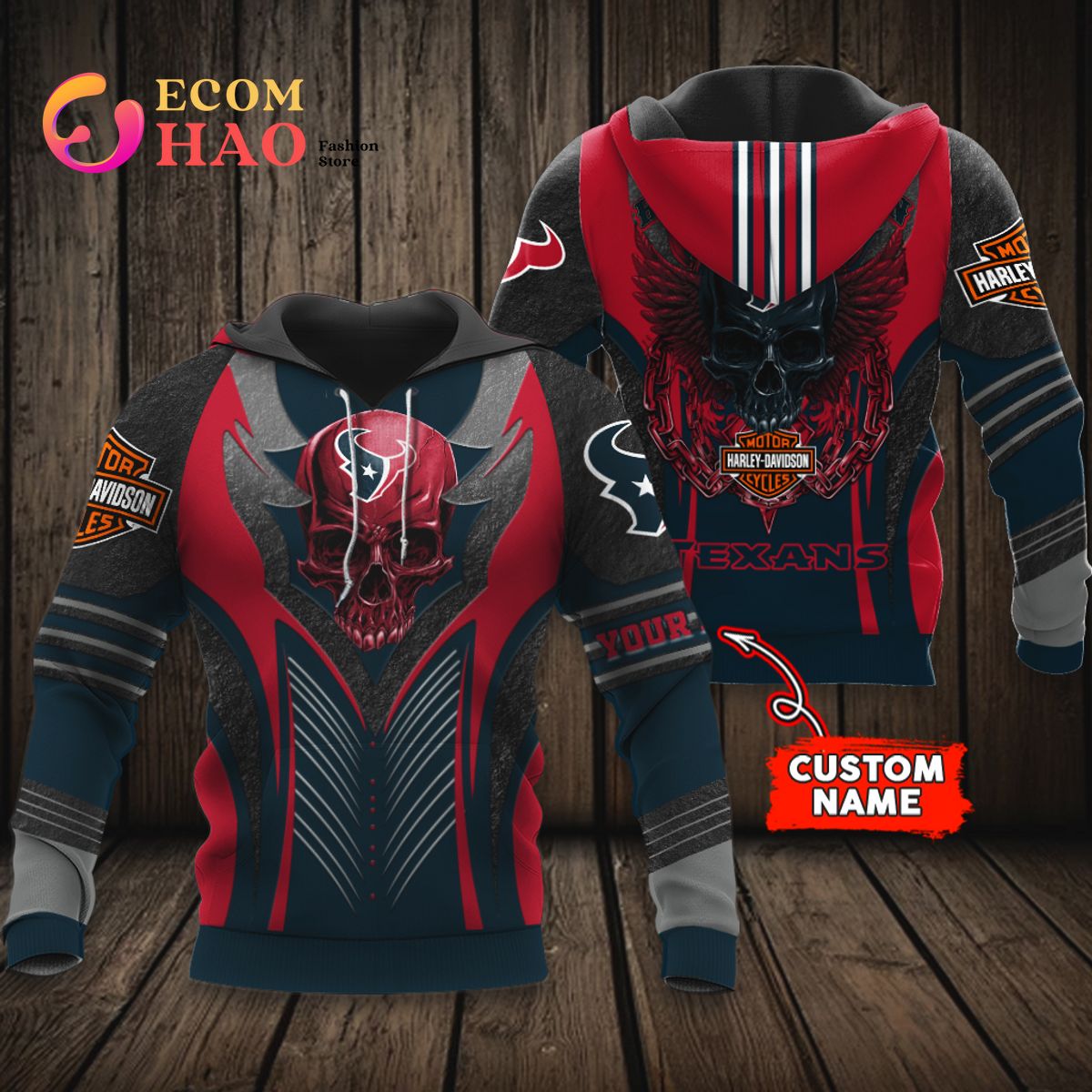 NFL Houston Texans Harley Davidson 3D Hoodie Luxury Items