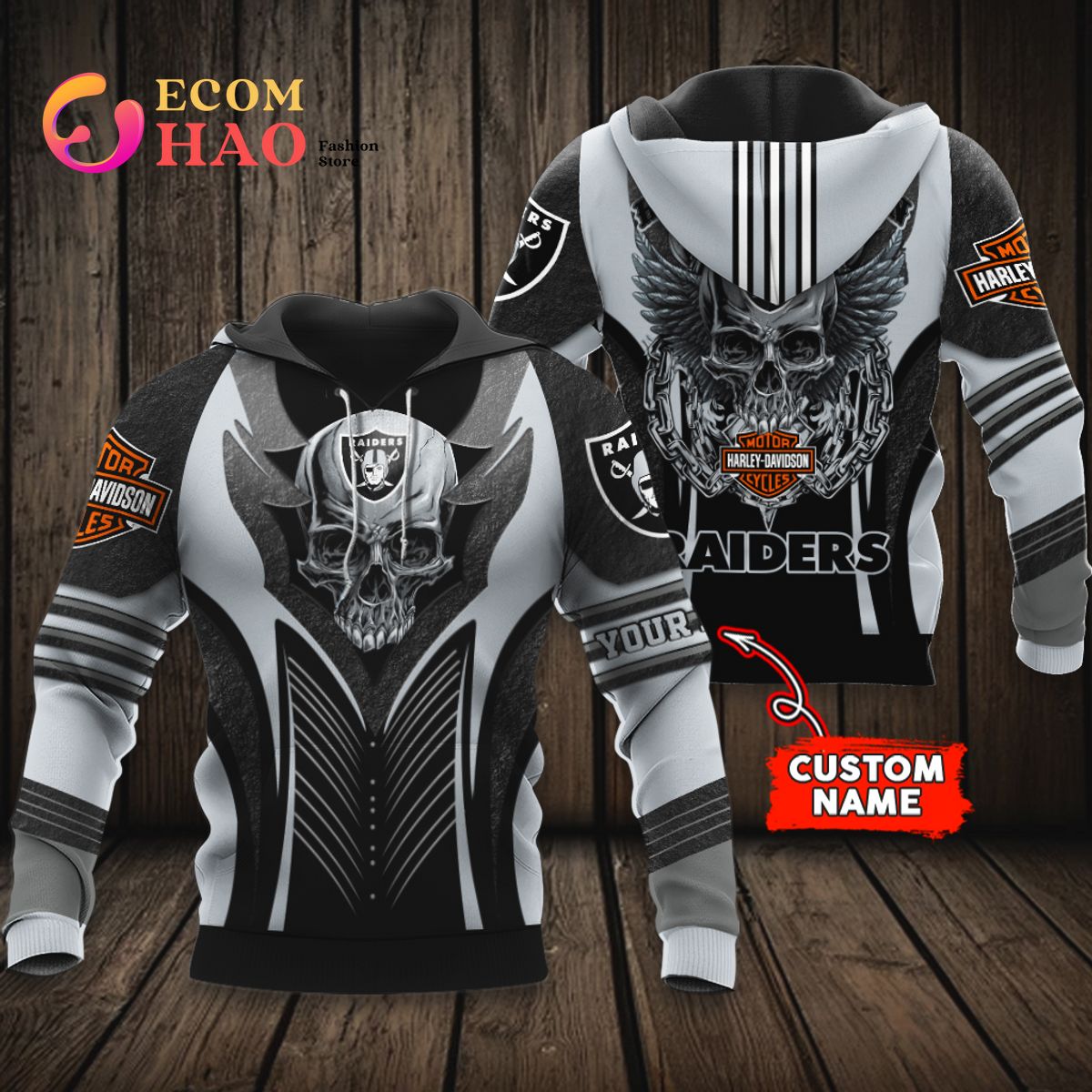 NFL Las Vegas Raiders Harley Davidson 3D Hoodie Luxury Items