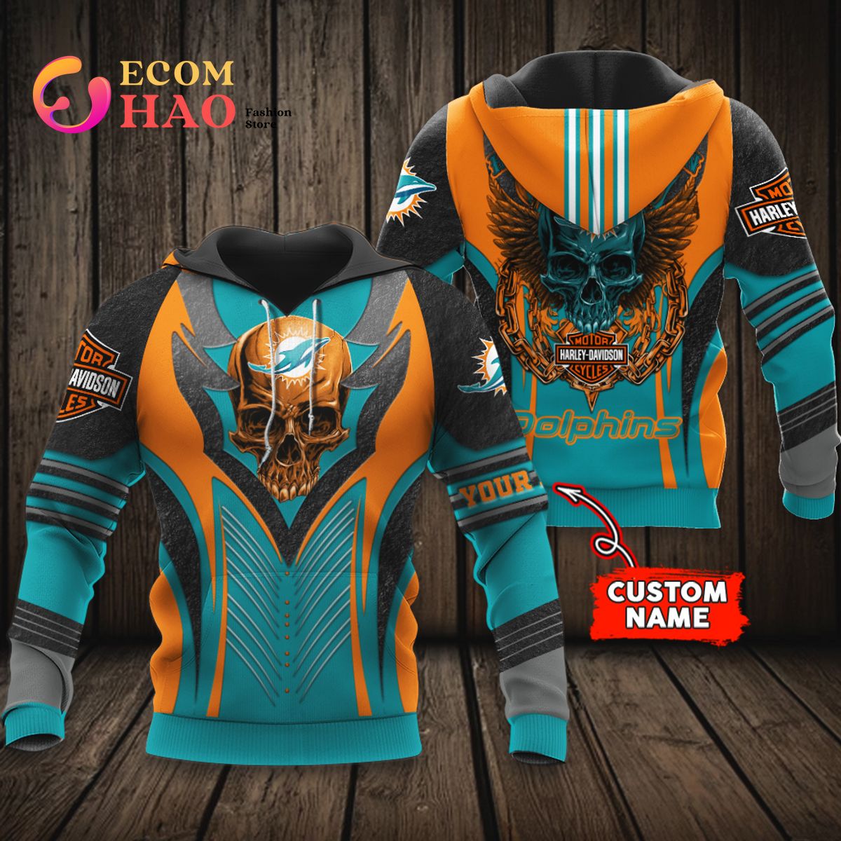 Miami Dolphins NFL 3D Personalized Baseball Jersey - Ecomhao Store