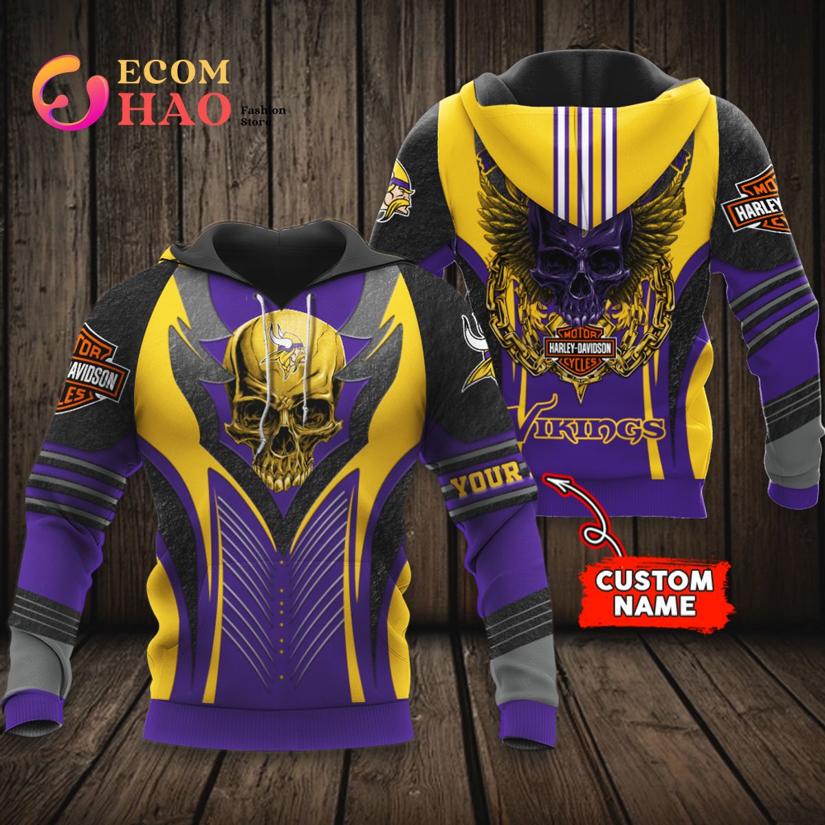 NFL Minnesota Vikings Harley Davidson 3D Hoodie Luxury Items