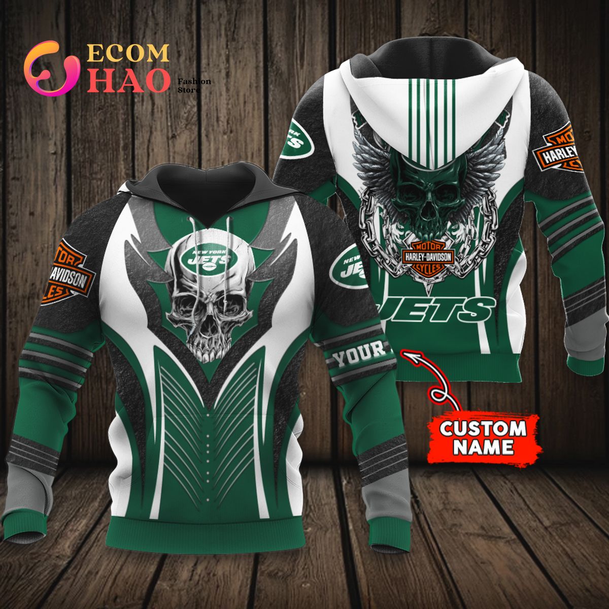 NFL New York Jets Harley Davidson 3D Hoodie Luxury Items