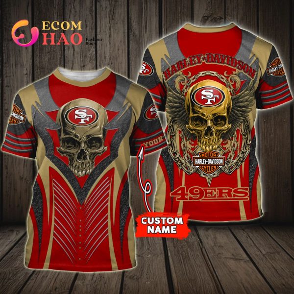 NFL San Francisco 49ers Specialized Design With Flag Mix Harley Davidson 3D  Hoodie - Limotees