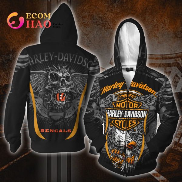 NFL Cincinnati Bengals X Harley Davidson 3D Hoodie And Sweater