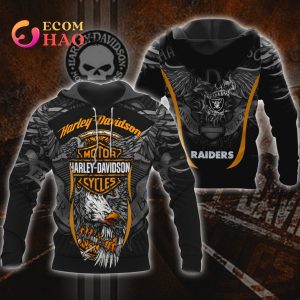 NFL Las Vegas Raiders X Harley Davidson 3D Hoodie And Sweater