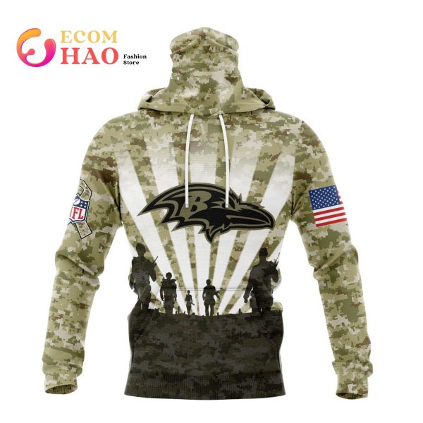 NFL Baltimore Ravens Salute To Service - Honor Veterans And Their Families  3D Hoodie - Ecomhao Store