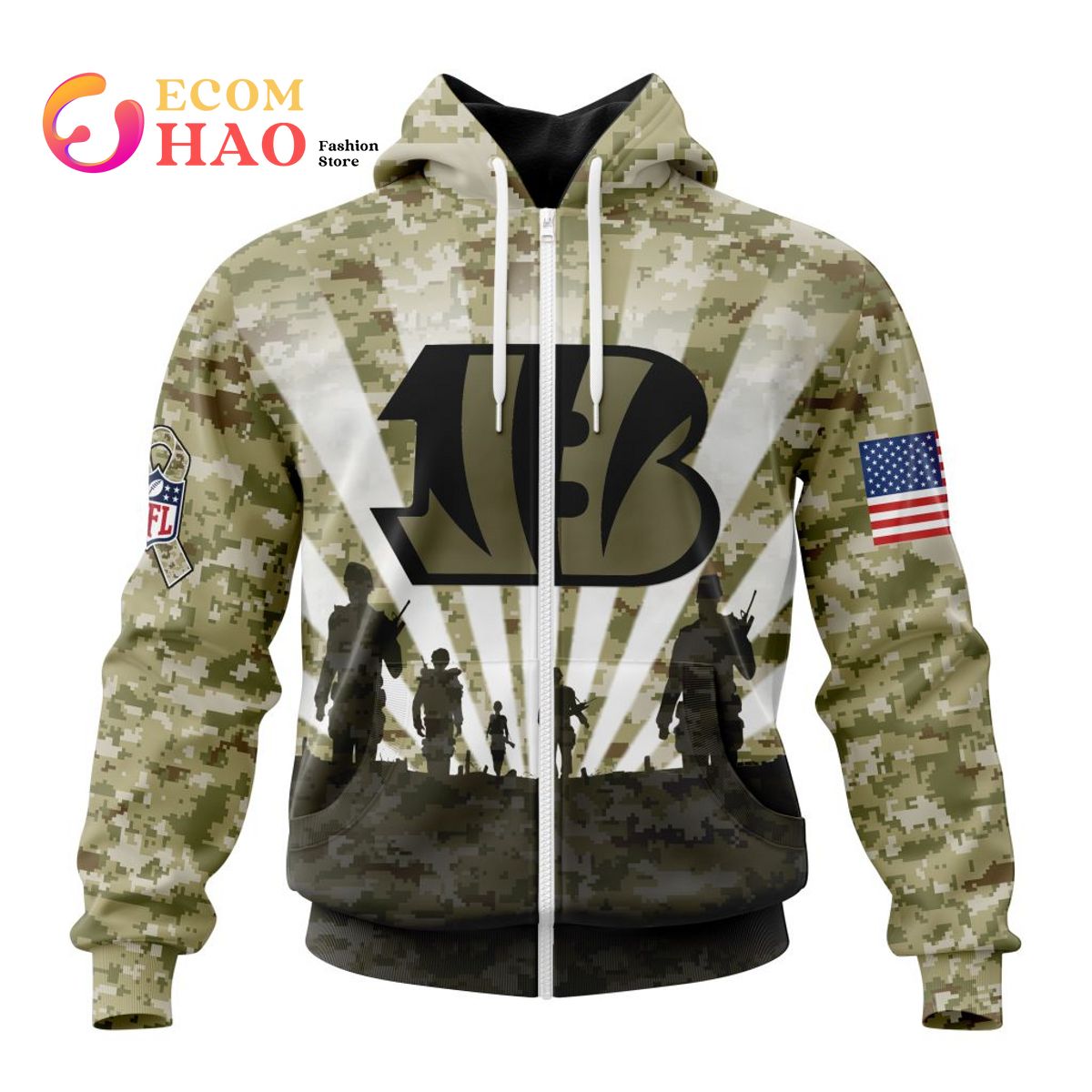 NFL Cincinnati Bengals Salute To Service – Honor Veterans And Their Families 3D Hoodie