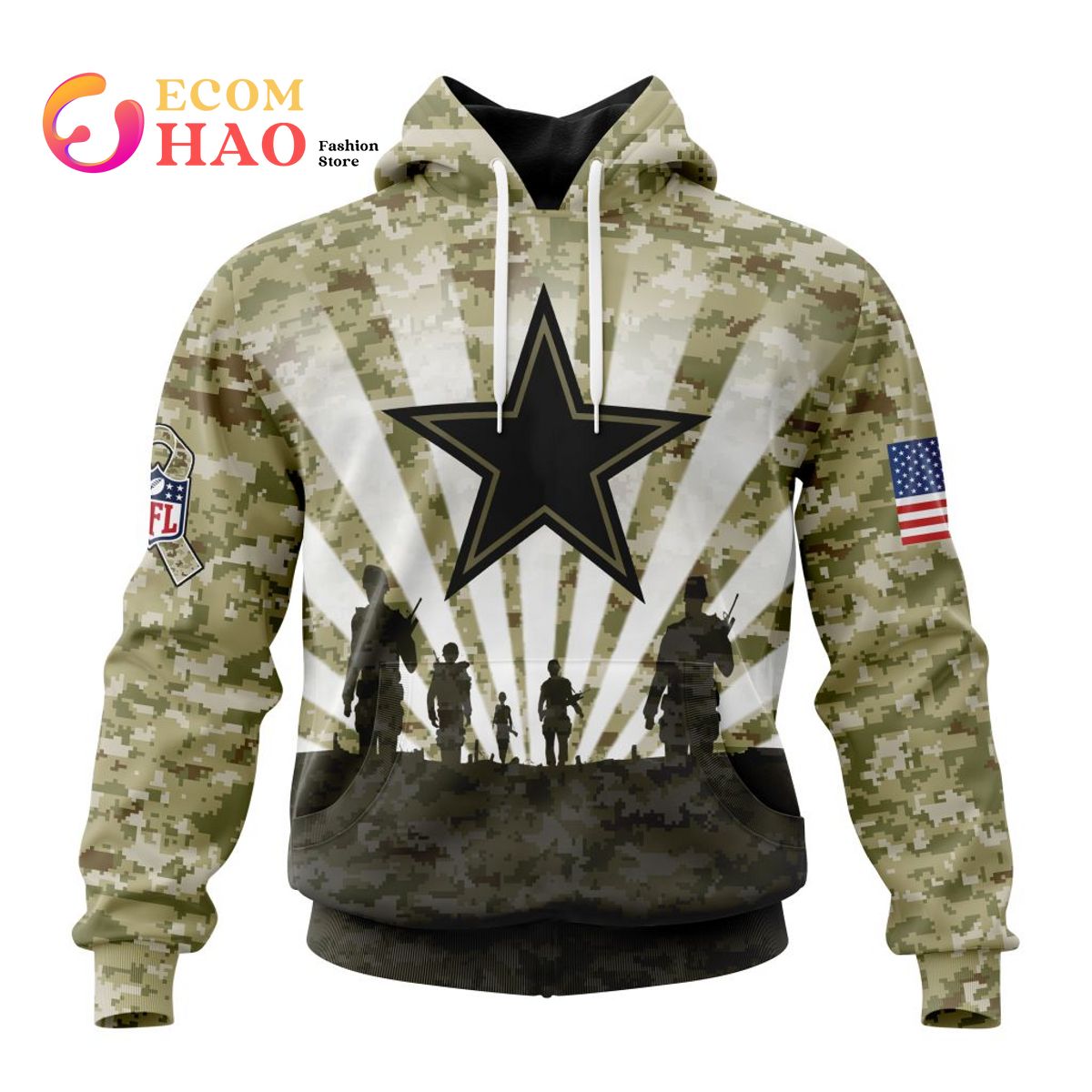 NFL Dallas Cowboys Salute To Service - Honor Veterans And Their Families 3D  Hoodie - Ecomhao Store