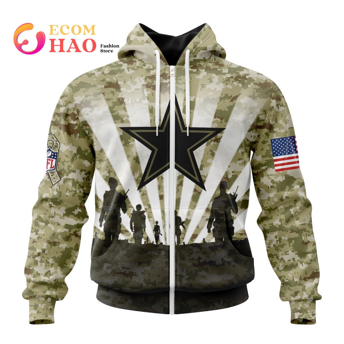 NFL Dallas Cowboys Salute To Service – Honor Veterans And Their Families 3D Hoodie