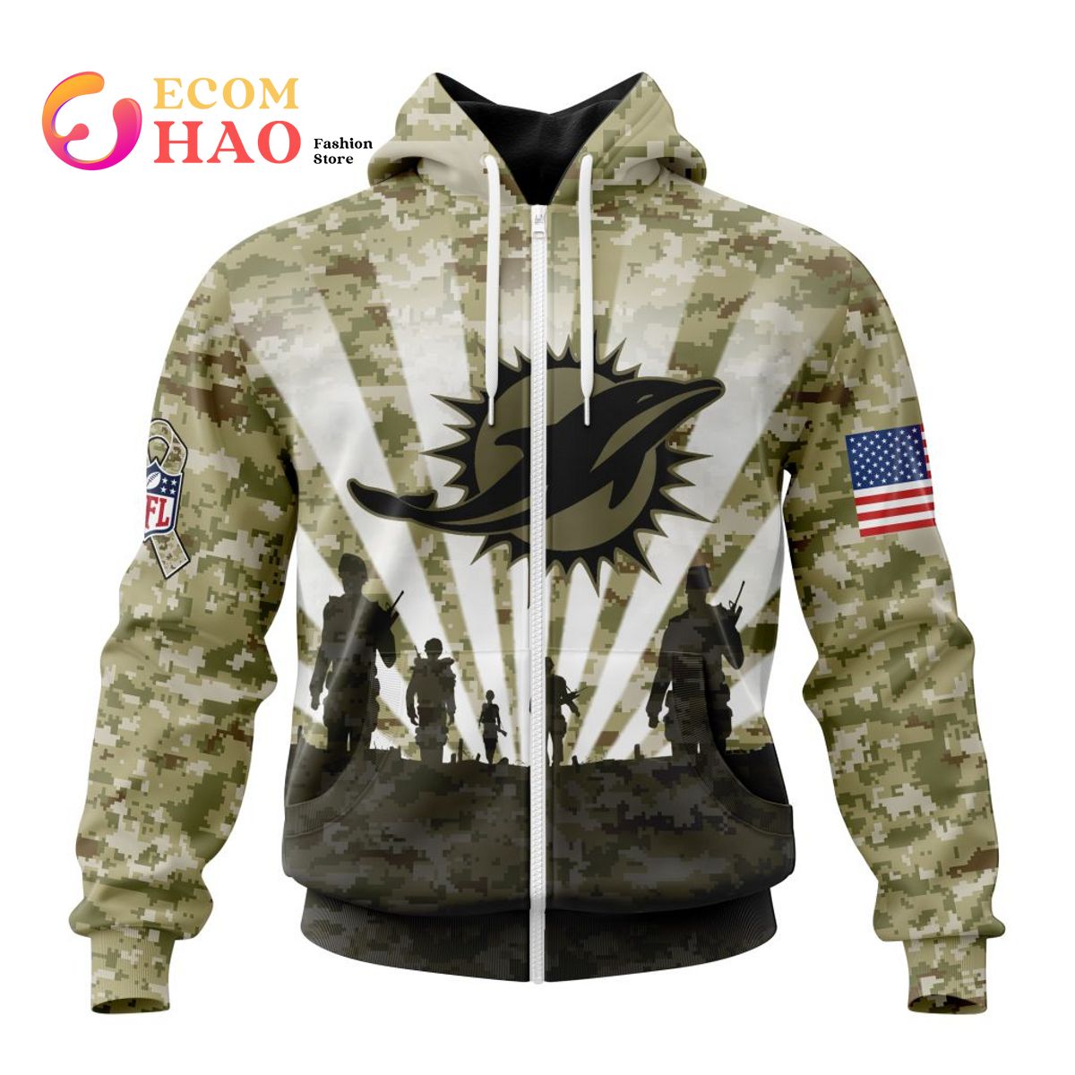 NFL Miami Dolphins Salute To Service – Honor Veterans And Their Families 3D Hoodie