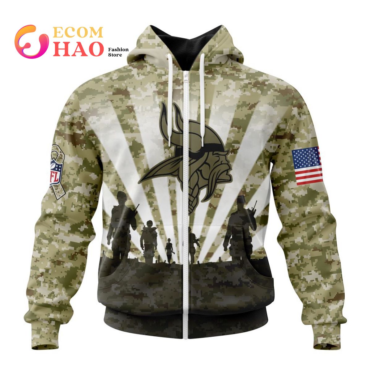 NFL Minnesota Vikings Salute To Service – Honor Veterans And Their Families 3D Hoodie