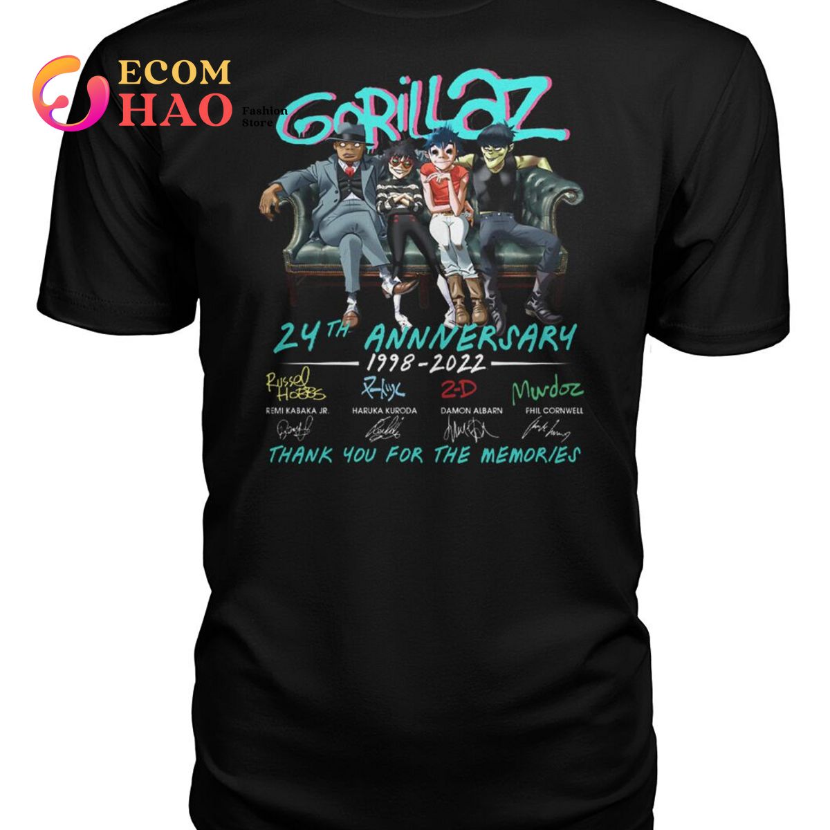 Gorillaz 24th Anniversary 1998-2022 Thank You For The Memories T-Shirt