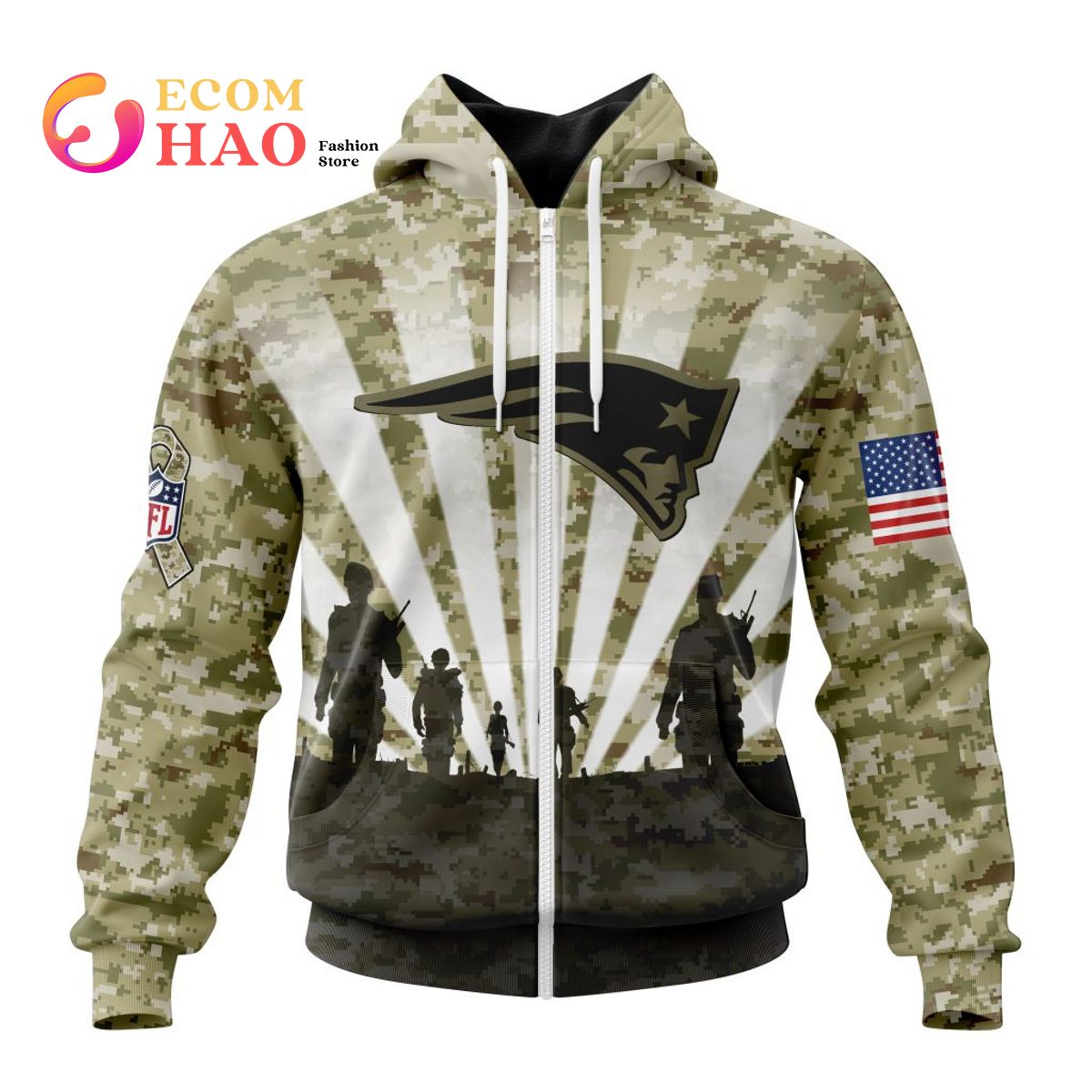 Best NFL New England Patriots Honor US Navy Veterans All Over Print Hoodie  Ecomhao Store