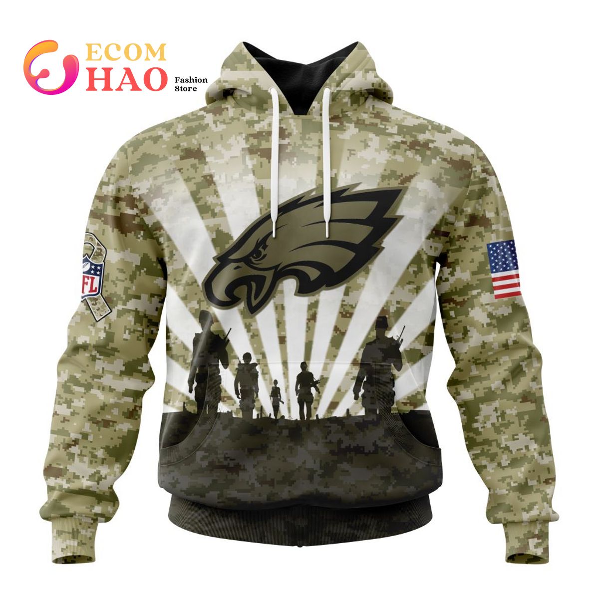 Men's Philadelphia Eagles Nike 2021 Salute To Service Therma Performance  Pullover Hoodie - Camo