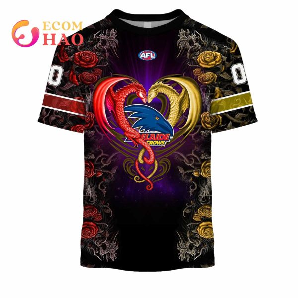 Personalized AFL Adelaide Crows  Rose Dragon 3D Hoodie