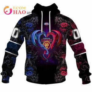 Personalized AFL Brisbane Lions Rose Dragon 3D Hoodie
