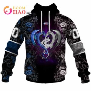 Personalized AFL Carlton Rose Dragon 3D Hoodie