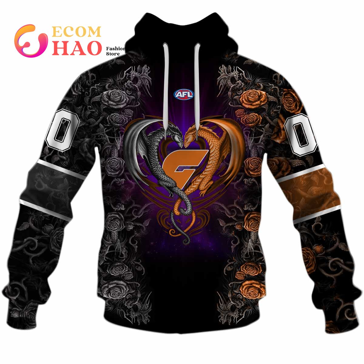 Personalized AFL GWS Giants Rose Dragon 3D Hoodie