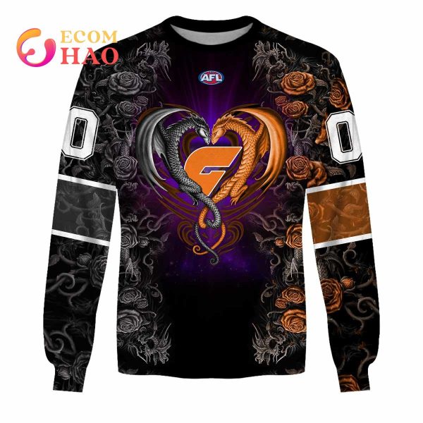 Personalized AFL GWS Giants Rose Dragon 3D Hoodie
