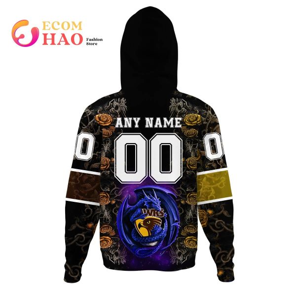 Personalized AFL Hawthorn Hawks Rose Dragon 3D Hoodie