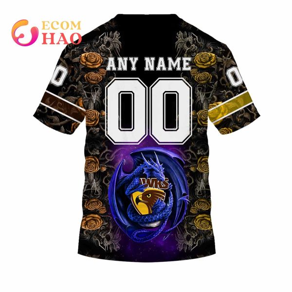 Personalized AFL Hawthorn Hawks Rose Dragon 3D Hoodie
