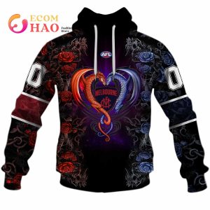 Personalized AFL Melbourne Rose Dragon 3D Hoodie