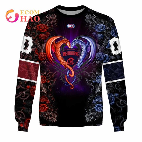 Personalized AFL Melbourne Rose Dragon 3D Hoodie