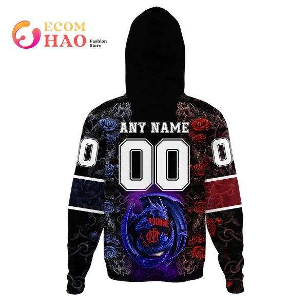Personalized AFL Melbourne Rose Dragon 3D Hoodie
