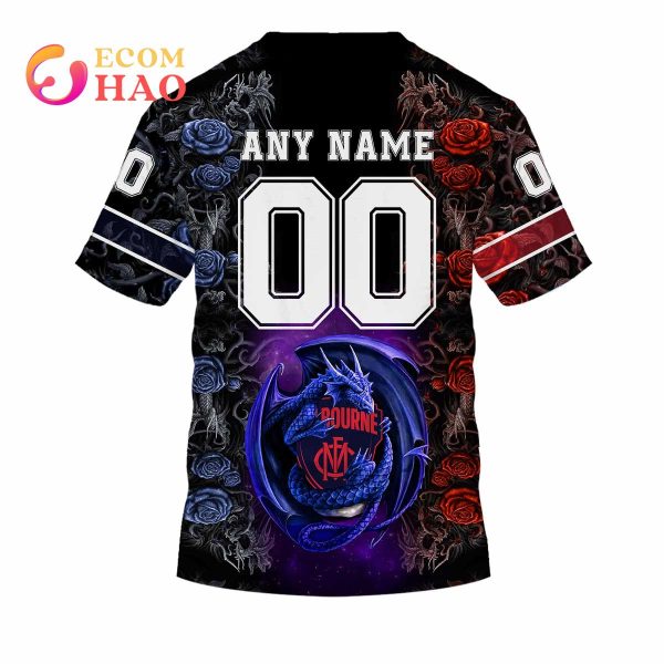 Personalized AFL Melbourne Rose Dragon 3D Hoodie