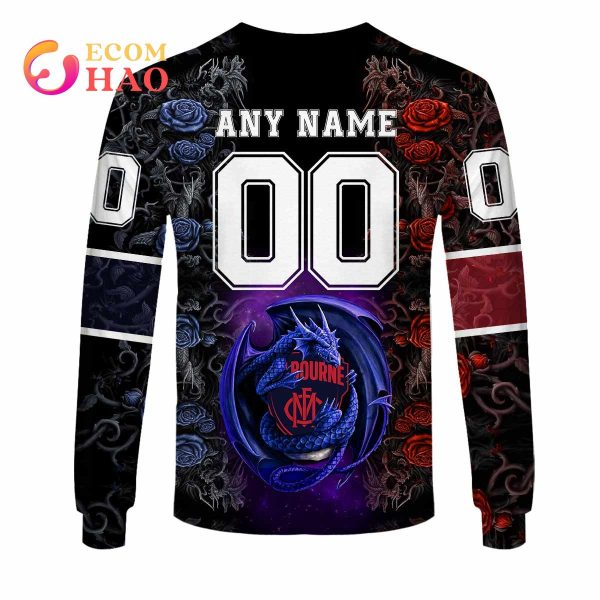 Personalized AFL Melbourne Rose Dragon 3D Hoodie