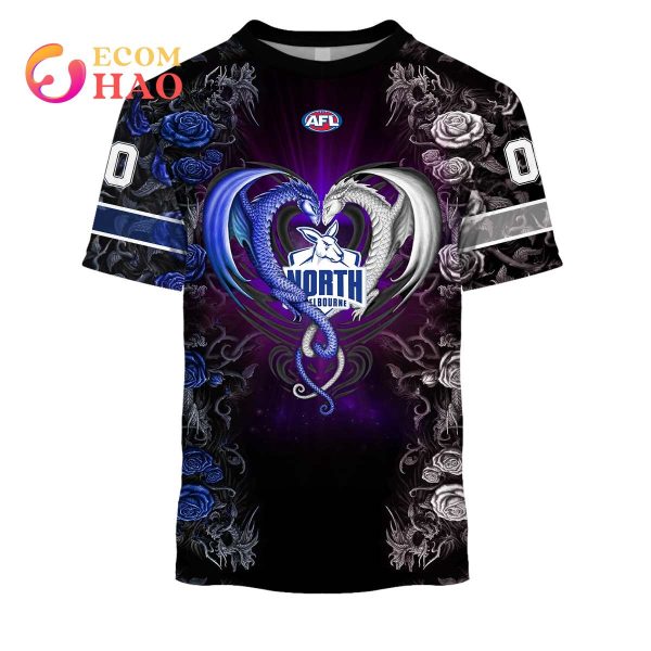 Personalized AFL North Melbourne Rose Dragon 3D Hoodie