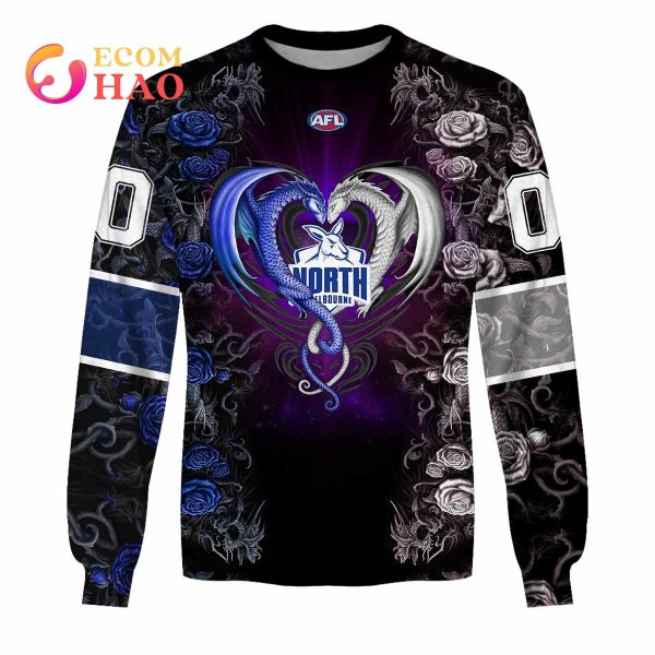 Personalized AFL North Melbourne Rose Dragon 3D Hoodie