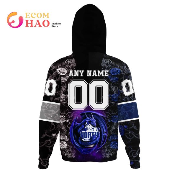 Personalized AFL North Melbourne Rose Dragon 3D Hoodie