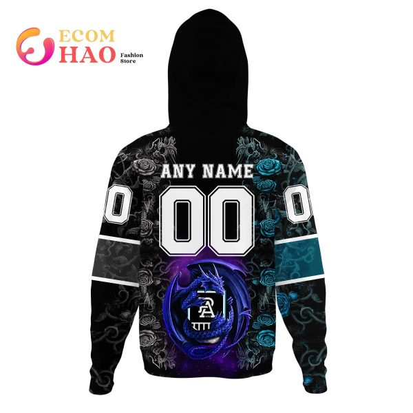 Personalized AFL Port Adelaide Rose Dragon 3D Hoodie