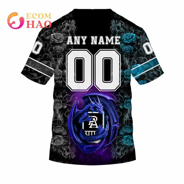 Personalized AFL Port Adelaide Rose Dragon 3D Hoodie
