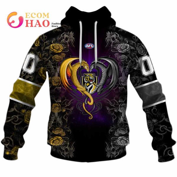 Personalized AFL Richmond Rose Dragon 3D Hoodie