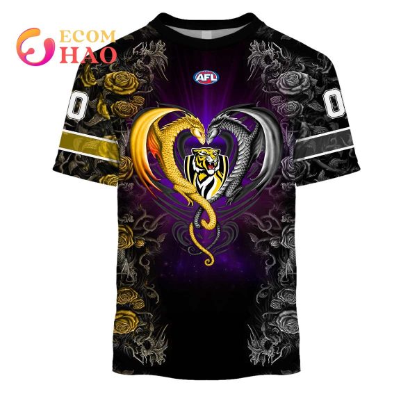 Personalized AFL Richmond Rose Dragon 3D Hoodie