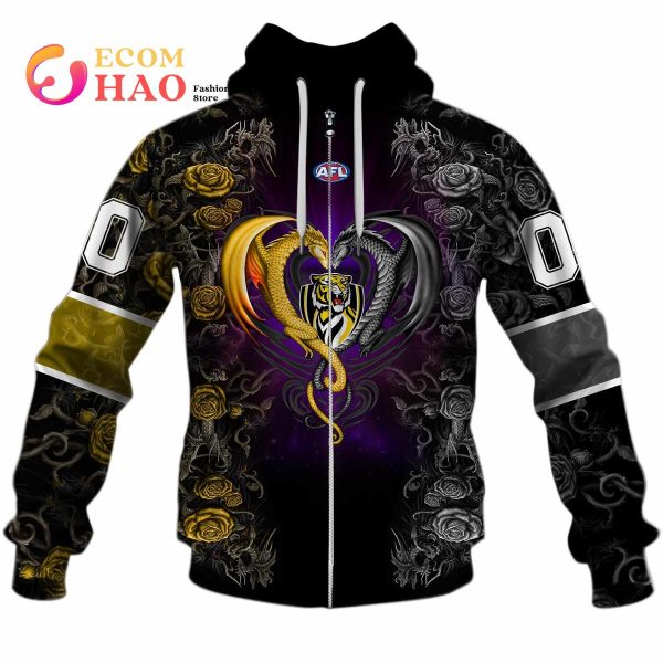 Personalized AFL Richmond Rose Dragon 3D Hoodie