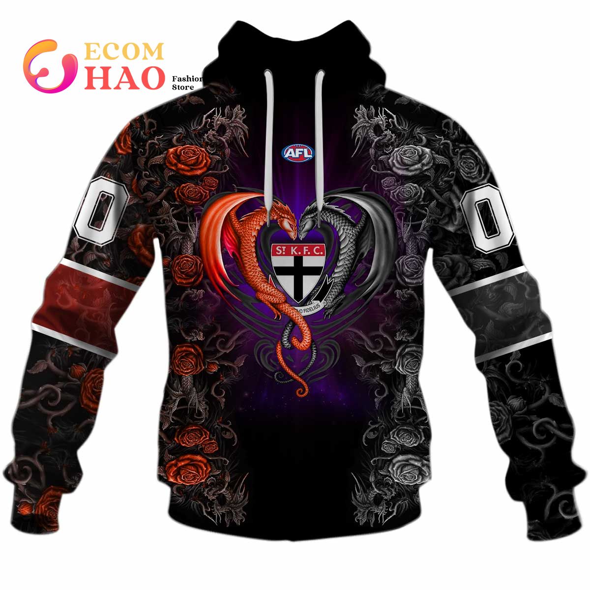 Personalized AFL ST Kilda Rose Dragon 3D Hoodie