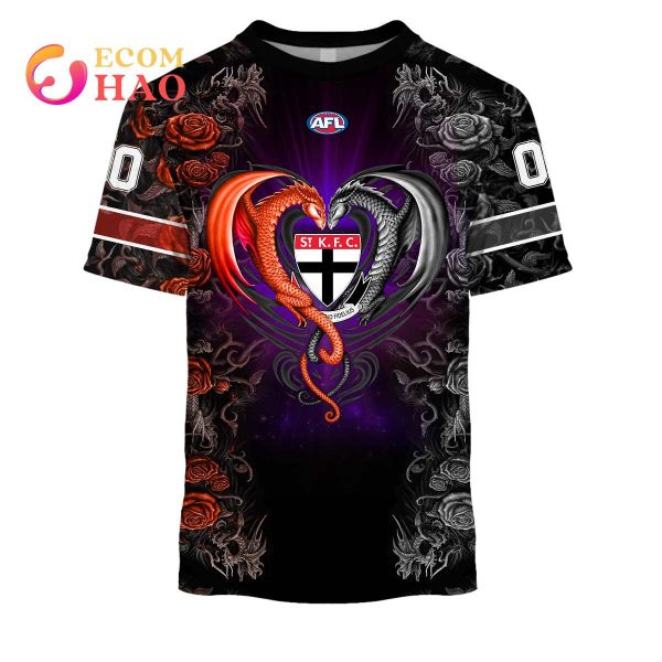 Personalized AFL ST Kilda Rose Dragon 3D Hoodie