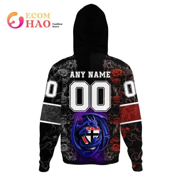 Personalized AFL ST Kilda Rose Dragon 3D Hoodie