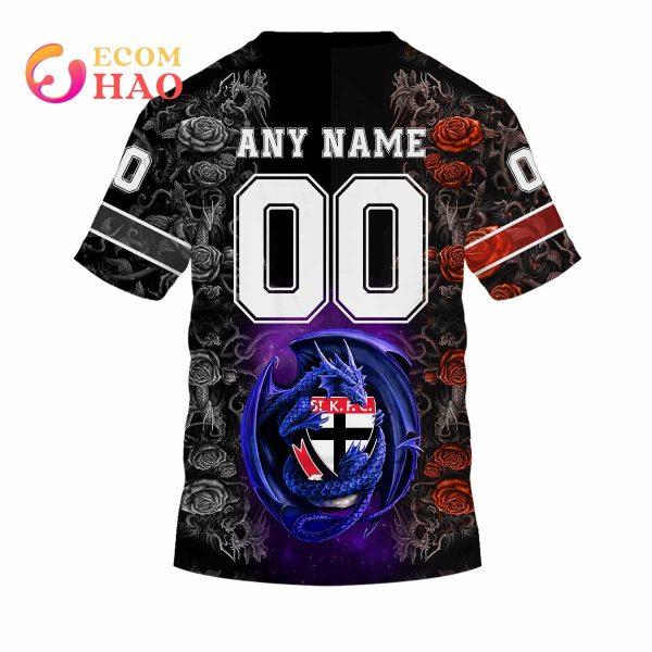 Personalized AFL ST Kilda Rose Dragon 3D Hoodie