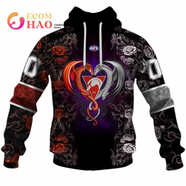 Personalized AFL Sydney Swans Rose Dragon 3D Hoodie