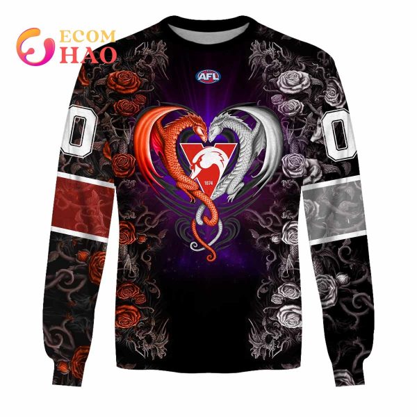 Personalized AFL Sydney Swans Rose Dragon 3D Hoodie