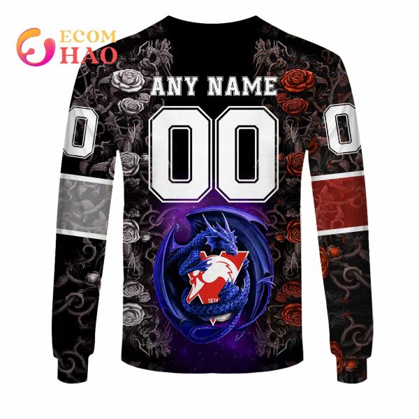 Personalized AFL Sydney Swans Rose Dragon 3D Hoodie
