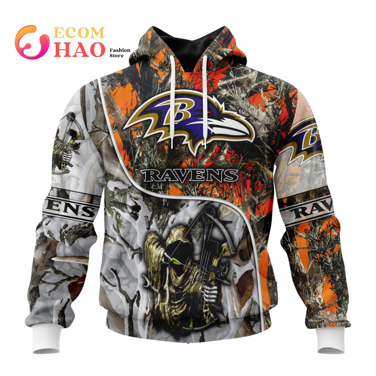 NFL Baltimore Ravens Special Fall And Winter Bow Hunting 3D Hoodie