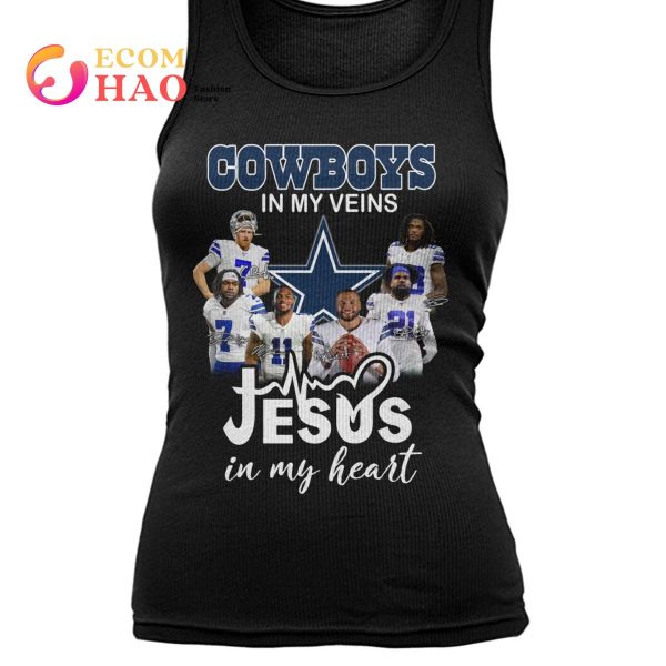 Dallas Cowboys Shirt, Cowboys In My Veins Jeus In My Heart Signatures T- Shirt - Bring Your Ideas, Thoughts And Imaginations Into Reality Today